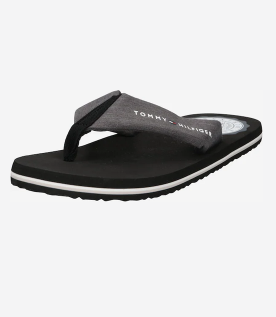  TOMMY HILFIGER RECYCLED CHAMBRAY BEACH SANDAL black